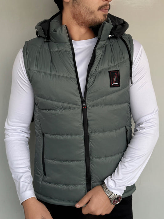 SLEEVLESS REMOVABLE & DETACHABLE JACKET-ZINC