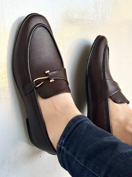 010 MANMADE STYLISH SHOES-BROWN