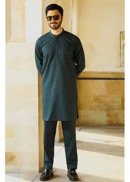 ROYAL CHIKANKARI EMBROIDERED SUIT-SEA-GREEN