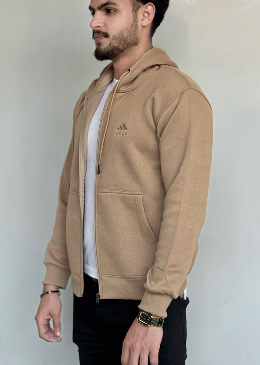 0.02 COMFORTABLE CLASSIC FLEECE HOODIE-TAN