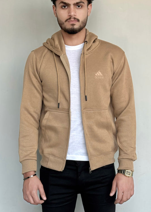 0.02 COMFORTABLE CLASSIC FLEECE HOODIE-TAN