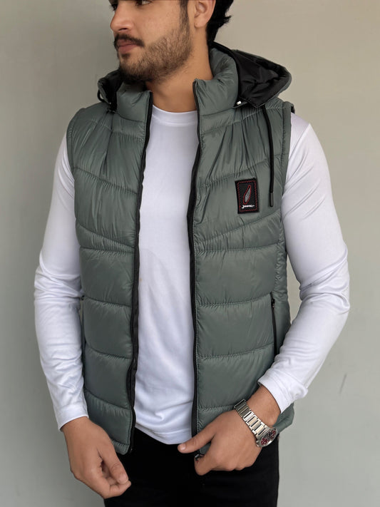 SLEEVLESS REMOVABLE & DETACHABLE JACKET-ZINC