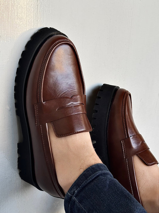 0014 IMPORTED HIGH SOLE SHOES-BROWN