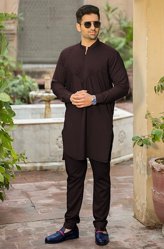 ALL SEASON STITCHED KURTA TROUSER WITH BAN-MAROON